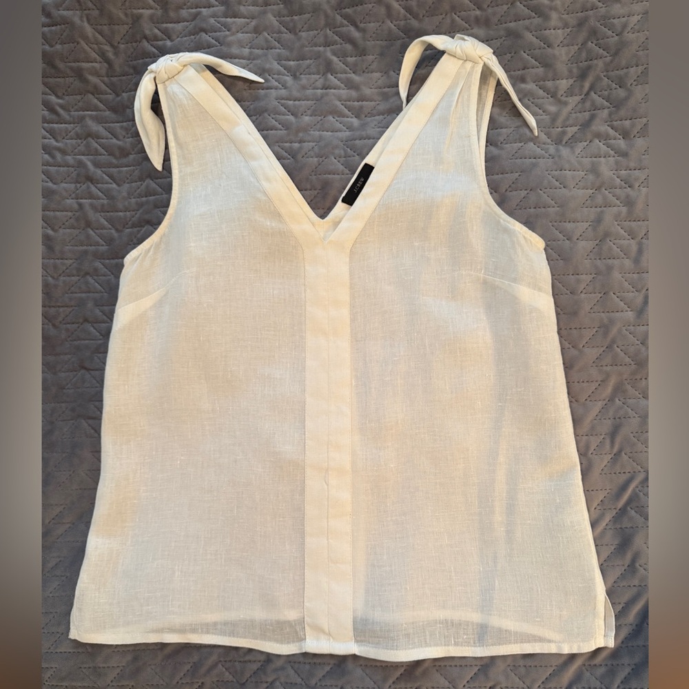 J. Crew Cream Sleeveless Tie Front Tank Top